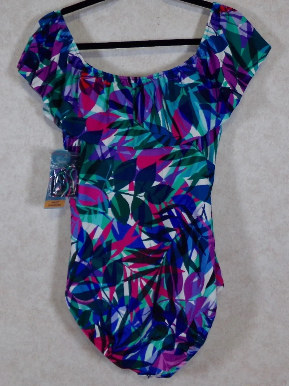 SOLD Swim Solutions Multi Off Shoulder With or W/O Straps 1 PC,Elastic Neck Sz14 - Picture 5 of 13